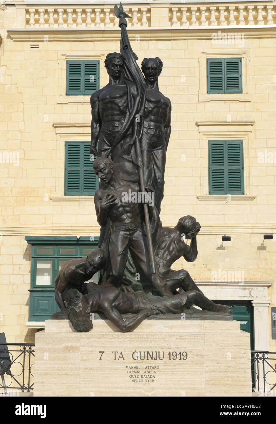 Memoriale Della Statua Di Gujnu 1919, Valletta, Malta Foto Stock