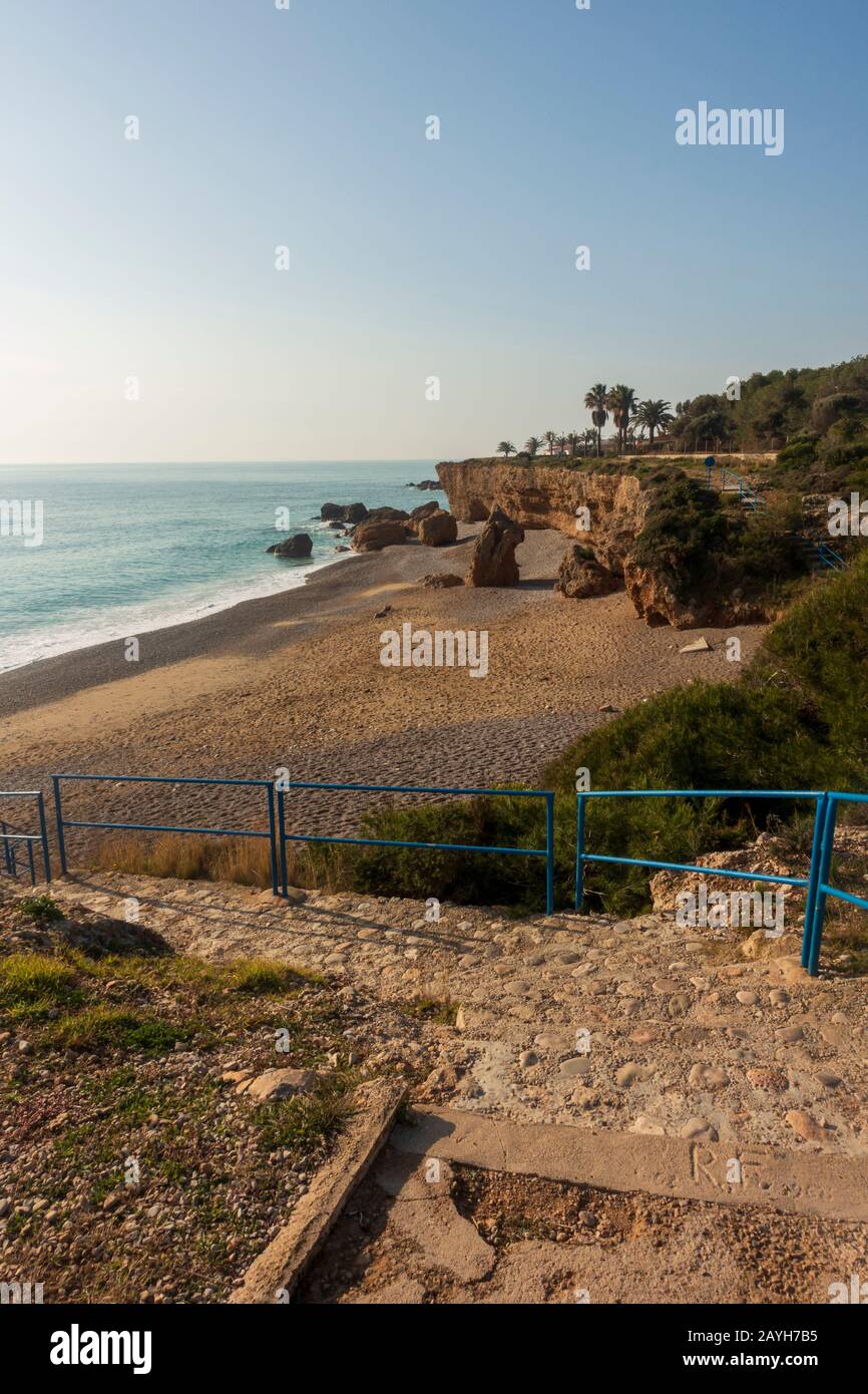 Le insenature di Vinaroz una giornata limpida, la Spagna Foto Stock