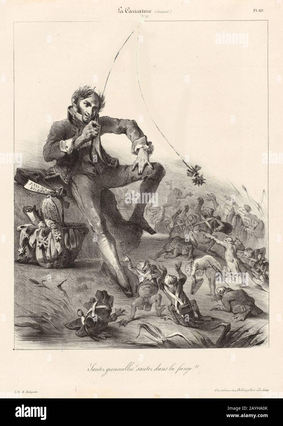 François Hippolyte Debon - Sautez Grenouilles ! sautez dans la fange !!. Foto Stock