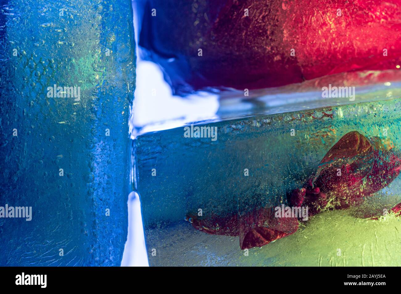 Composizione astratta con coloratissimi cubetti di ghiaccio dai toni vivaci Foto Stock