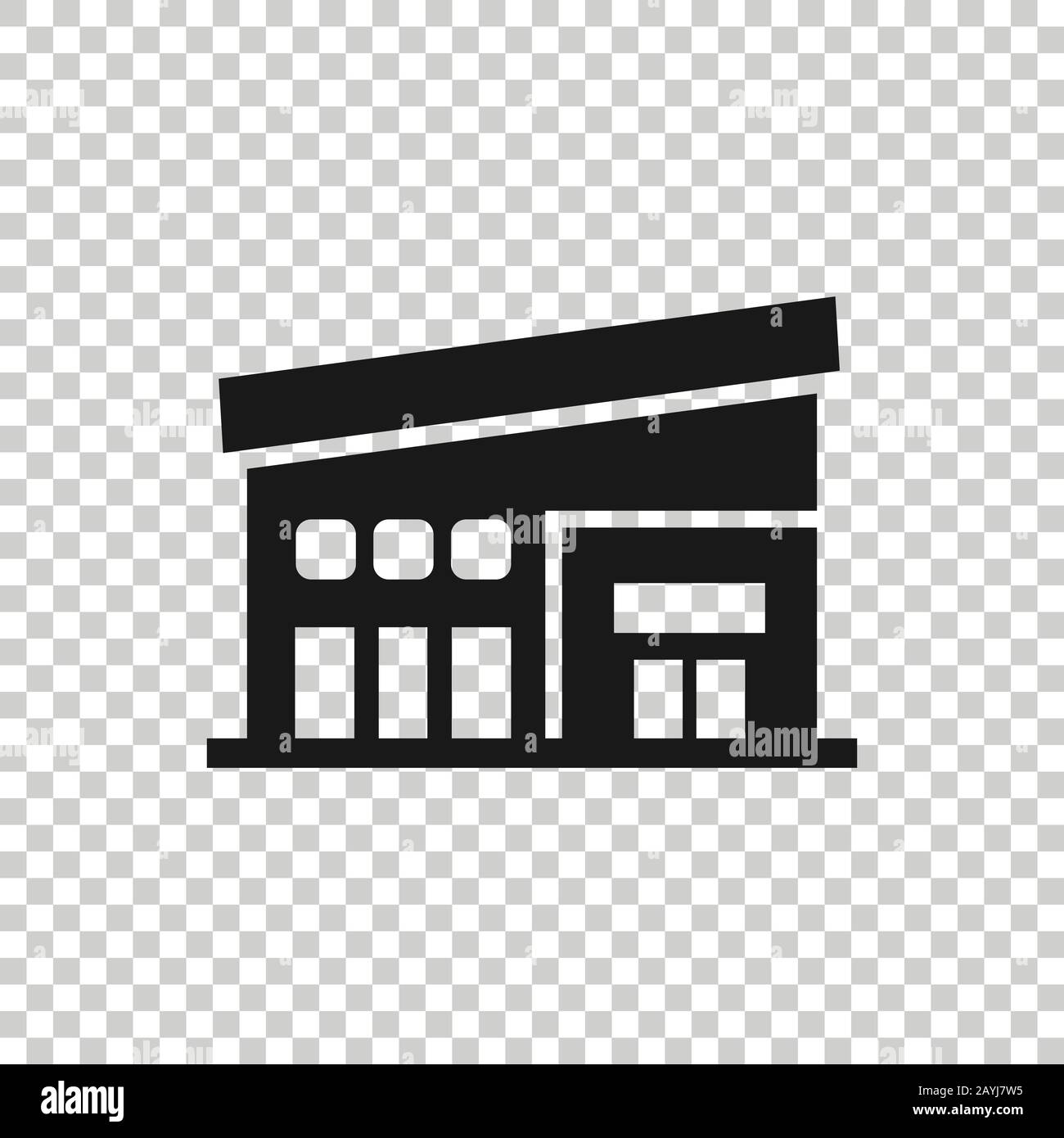 Icona del centro commerciale in stile appartamento. Store illustrazione vettoriale bianco su sfondo isolato. Negozio di concetto di business. Illustrazione Vettoriale