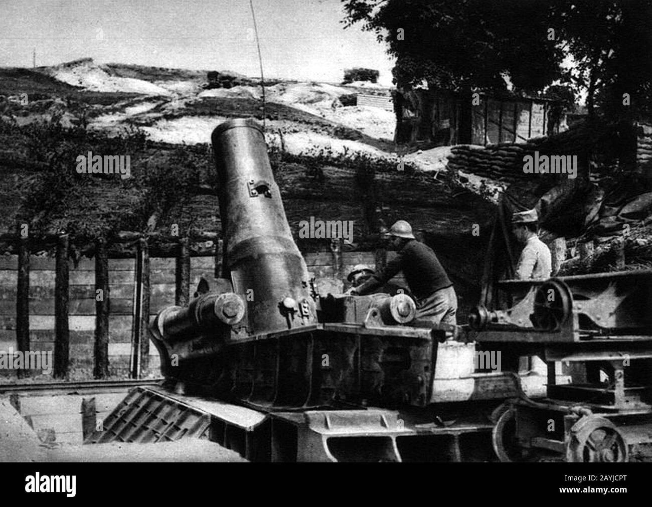 Französischer 37 cm-Mörser. Foto Stock