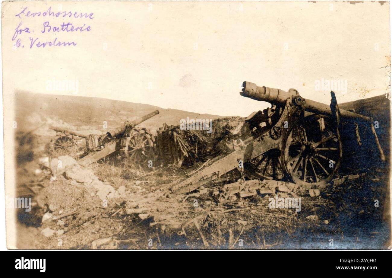 Batteria da pistola lunga Frech sovraccarico a Verdun. Foto Stock