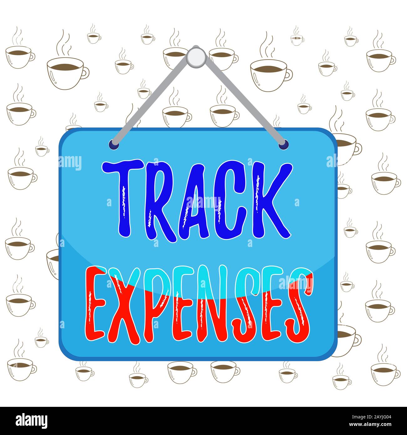 Nota di scrittura che mostra Le Spese di pista. Concetto di business per tenere d'occhio il modo in cui le cose stanno tracciando per il budget promemoria Memo tabellone vuoto allegato bac Foto Stock