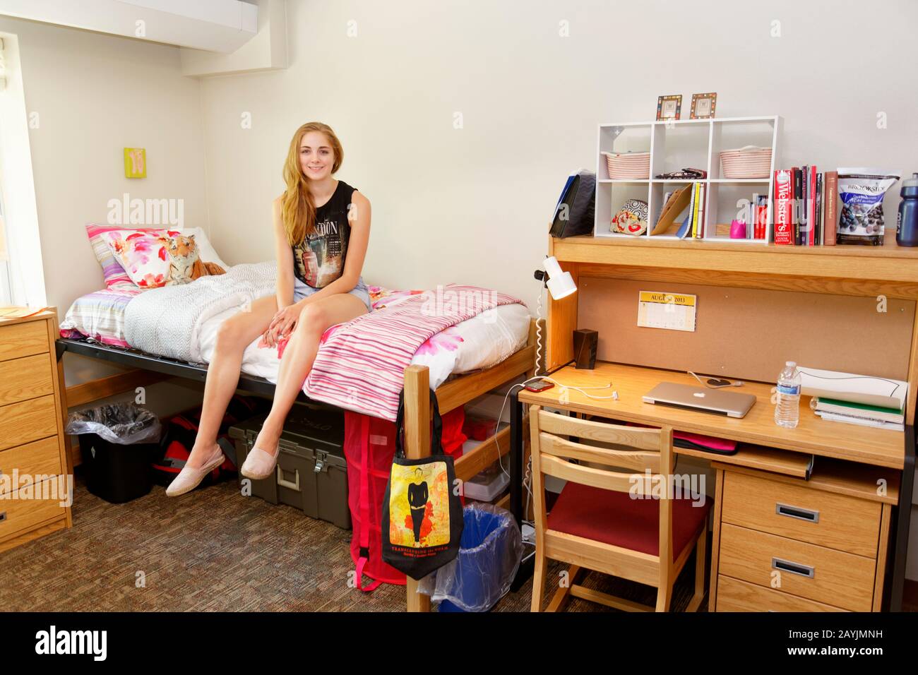 Primo giorno in College Dorm Foto Stock