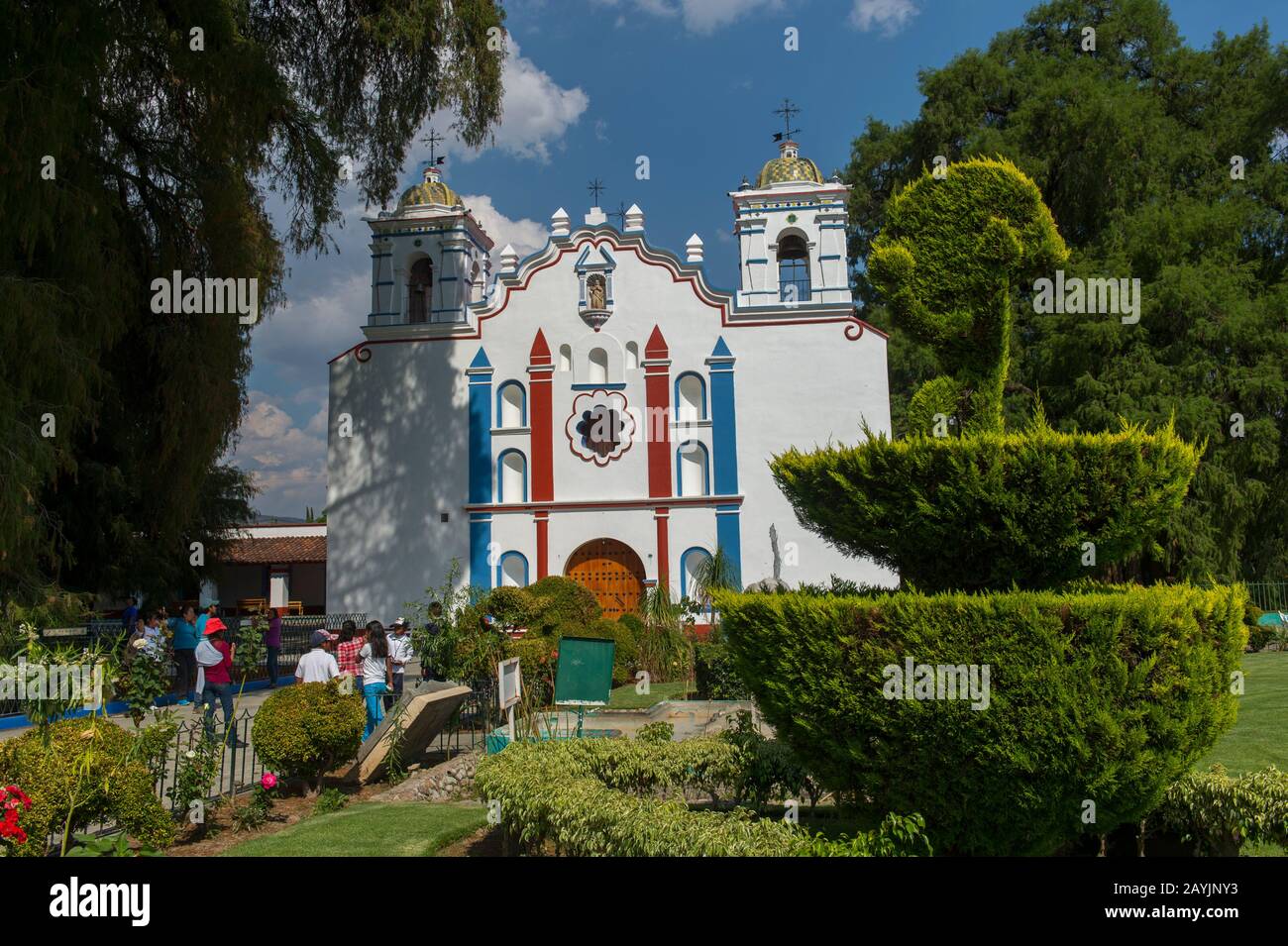 La chiesa di Santa Maria del Tule nel centro di Santa Maria del Tule nello stato messicano di Oaxaca, a circa 9 km a est della città di Oaxa Foto Stock