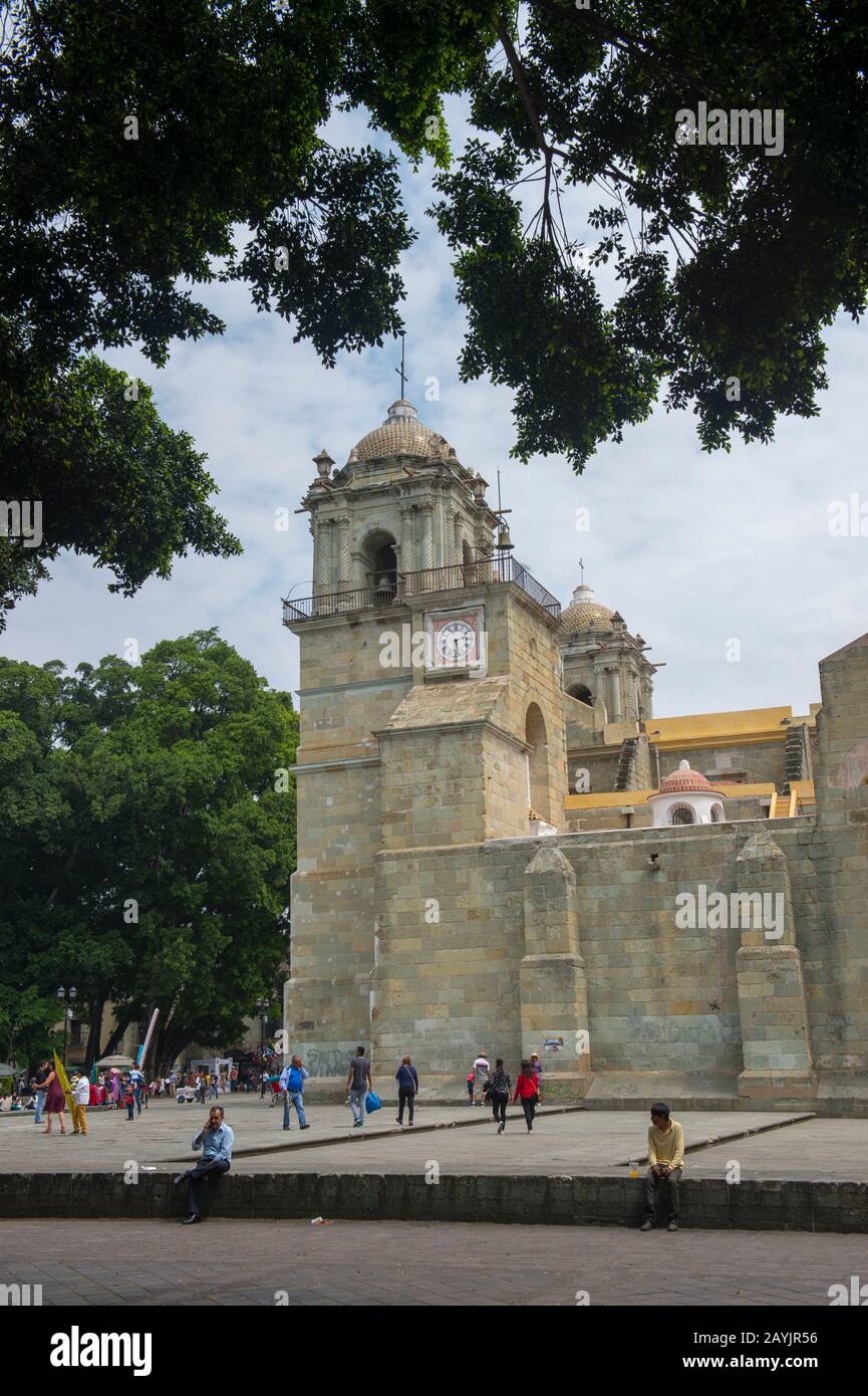 La Cattedrale Di Nostra Signora dell'Assunzione, nella città di Oaxaca de Juarez, Oaxaca, Messico. Foto Stock