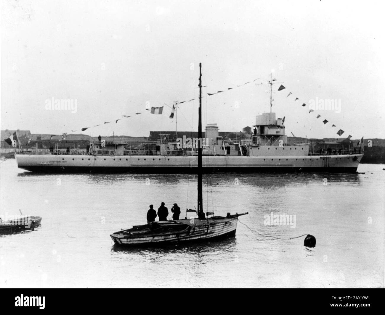Francese minesweeping sloop comandante Bory il 26 gennaio 1939. Foto Stock