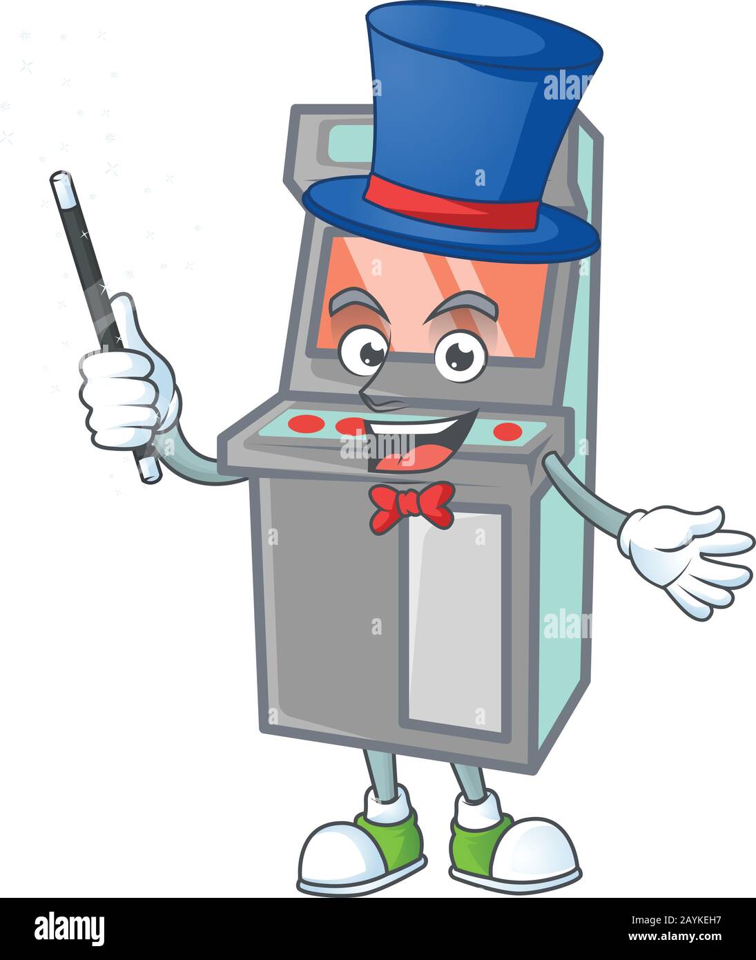 Un personaggio di gioco arcade machine performance come un mago Illustrazione Vettoriale