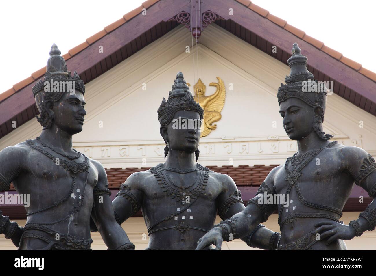 Three Kings Monument Square, Chiang Mai, Thailandia. Foto Stock