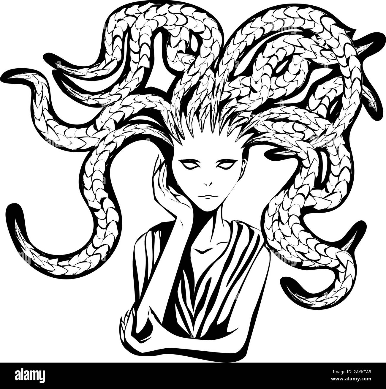 Medusa gorgon goddess, black silhouette vector - Stock Illustration  [105058943] - PIXTA