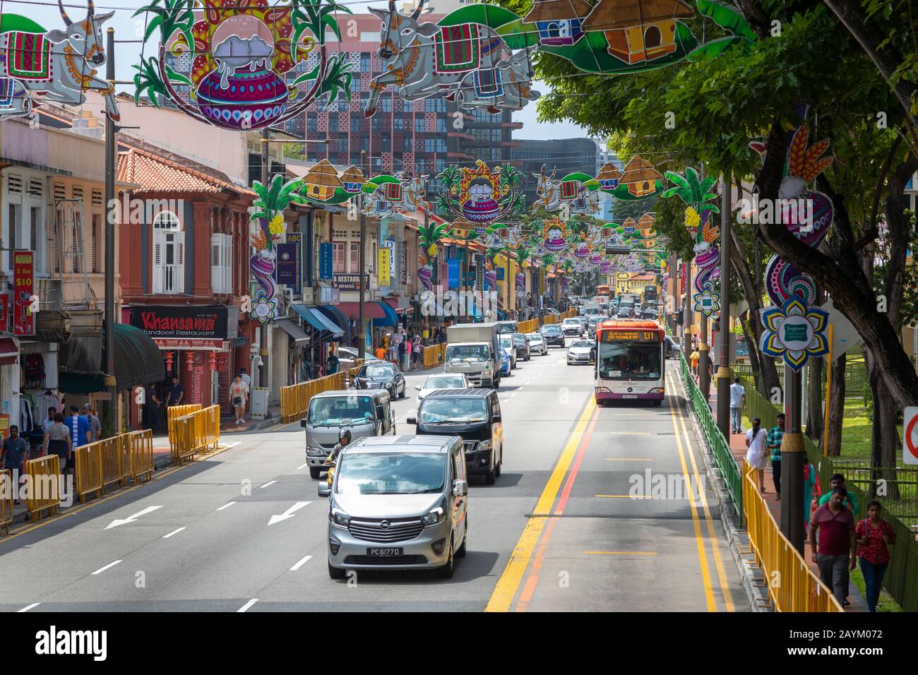 Little India distretto di Singapore dove la cultura è principalmente asiatica / indiana ed è una delle principali attrazioni turistiche nella città di Singapore, Asia Foto Stock