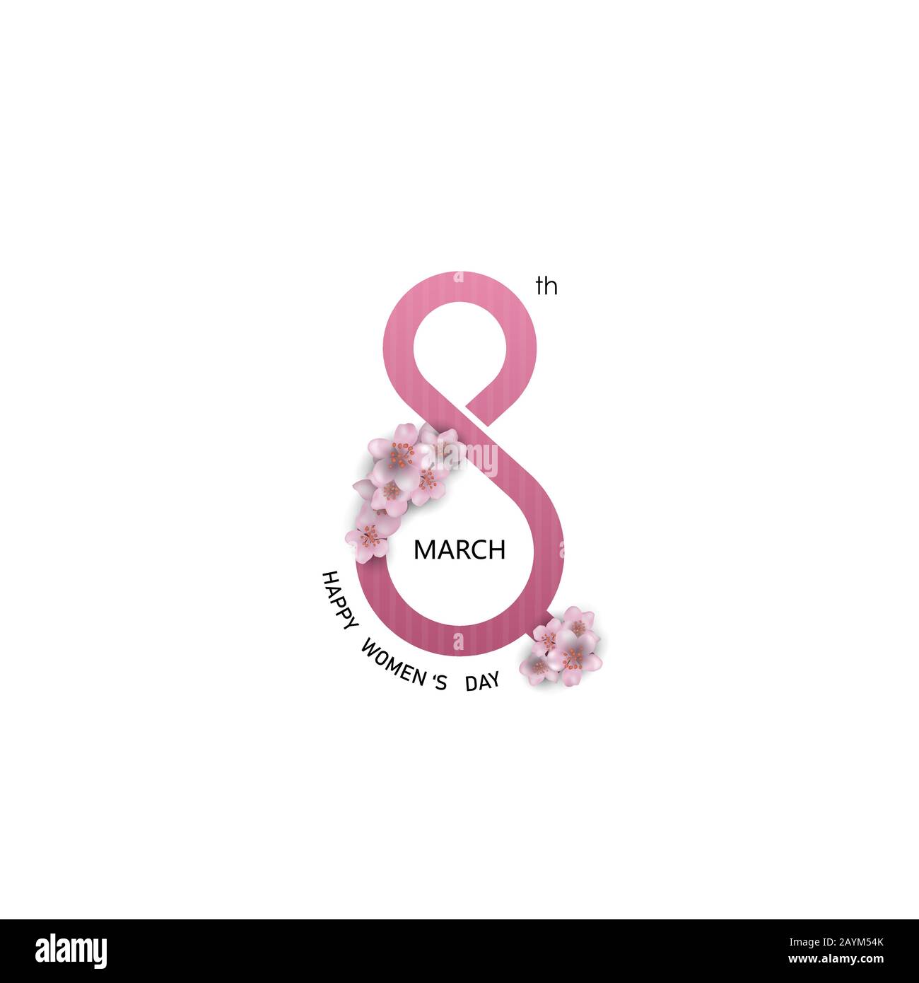 8 marzo segno e Abstract Rosa Floral biglietto d'auguri.International Happy Women's Day.8th di marzo sfondo vacanza con Flowers.Trendy Design Templat Illustrazione Vettoriale