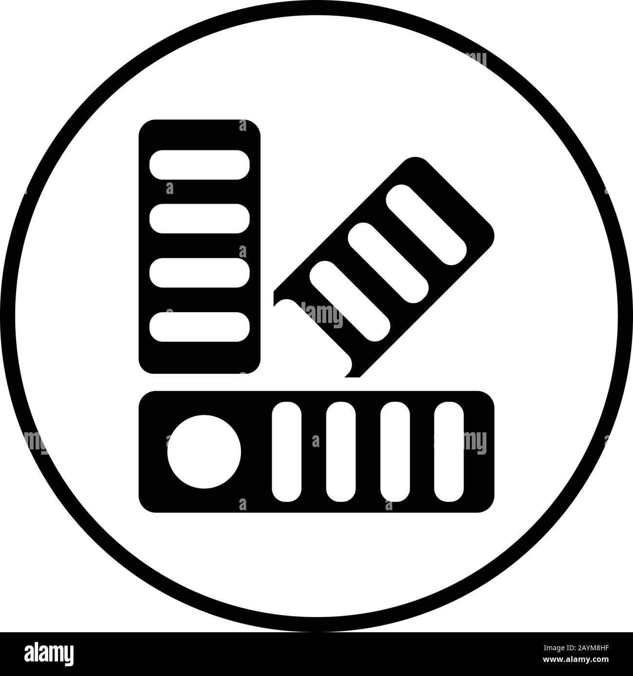 Icona della guida ai colori pixel Perfect, progettazione di cataloghi per supporti commerciali, di stampa, Web o qualsiasi tipo di progetto. Illustrazione Vettoriale