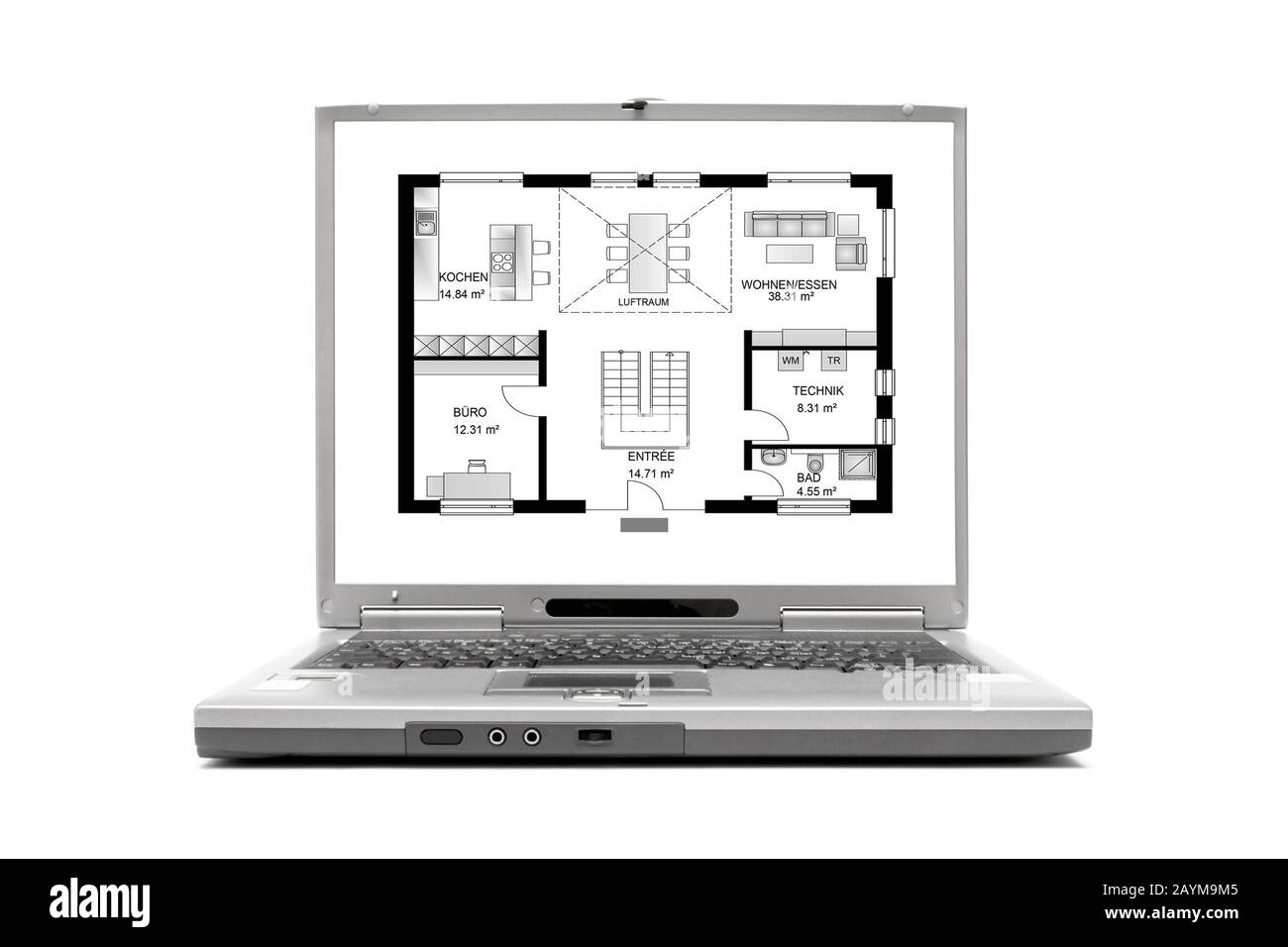 computer portatile che mostra la bauplan sul display Foto Stock