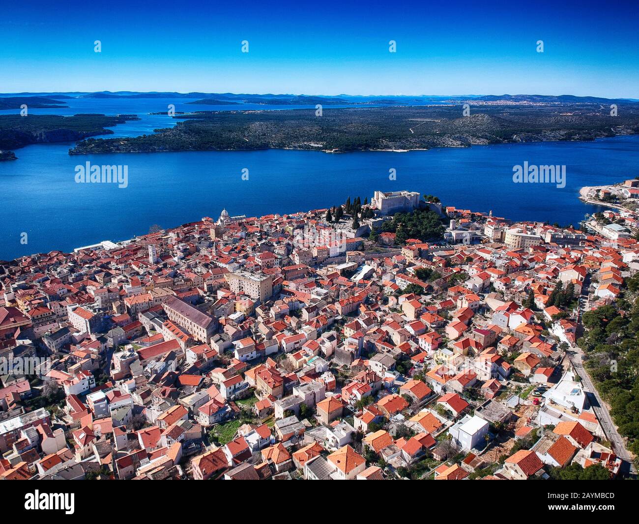 Foto aerea di Šibenik Foto Stock