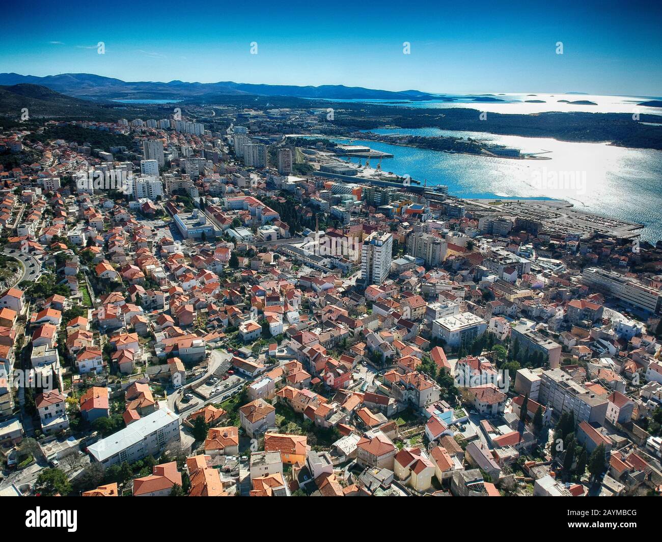 Foto aerea di Šibenik Foto Stock