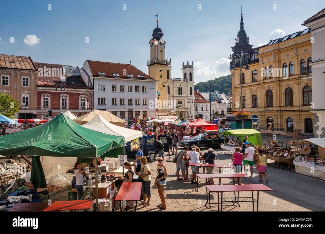 Fiera di strada a Namestie Moysesa a Banska Bystrica, Slovacchia, Europa centrale Foto Stock