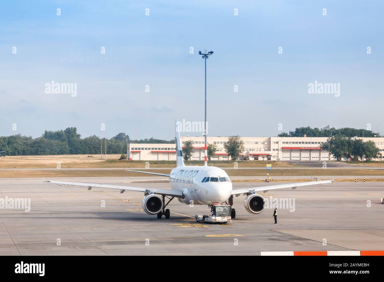 16 MAGGIO 2018, BUDAPEST UNGHERIA: Voli aerei Finnair all'aeroporto Ferenc Liszt di budapest Foto Stock