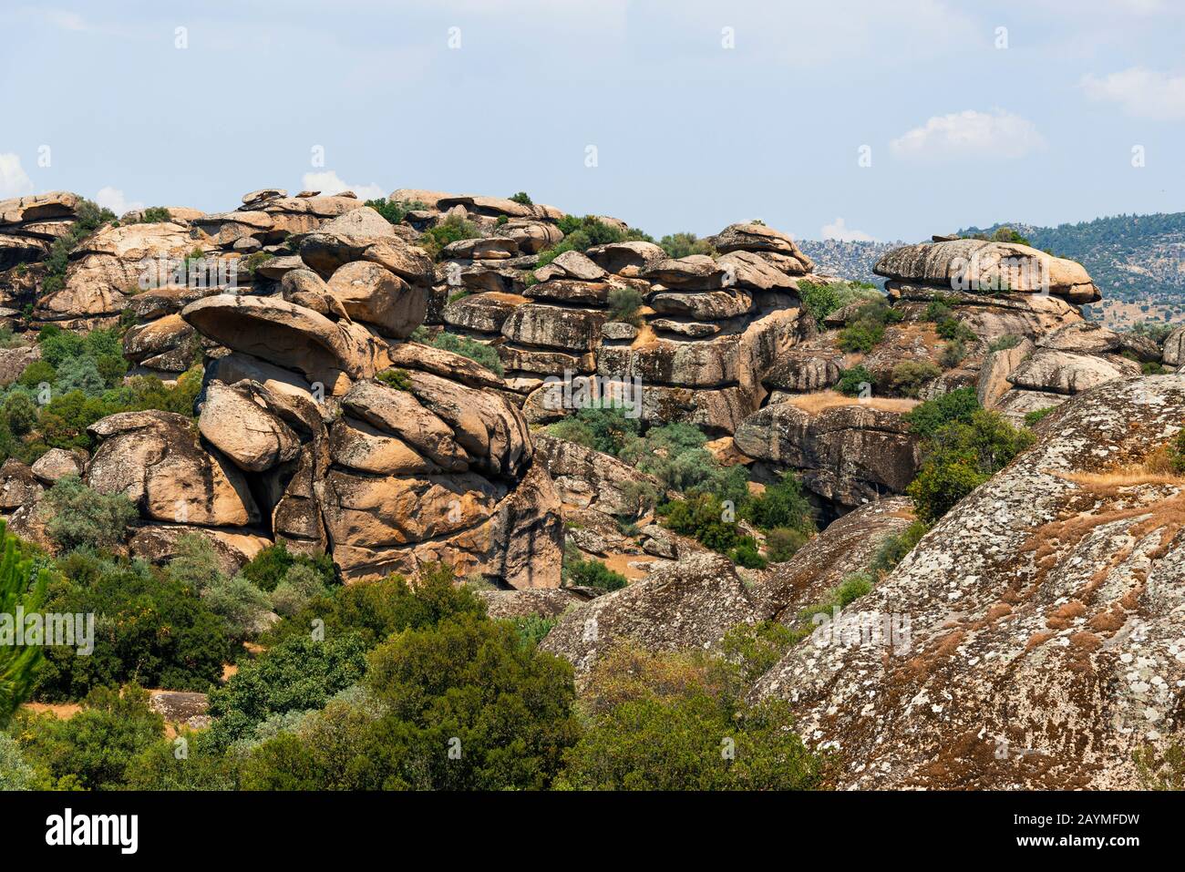 Viste panoramiche delle rocce Vulcaniche a Aydın Cine Turkey. Foto Stock