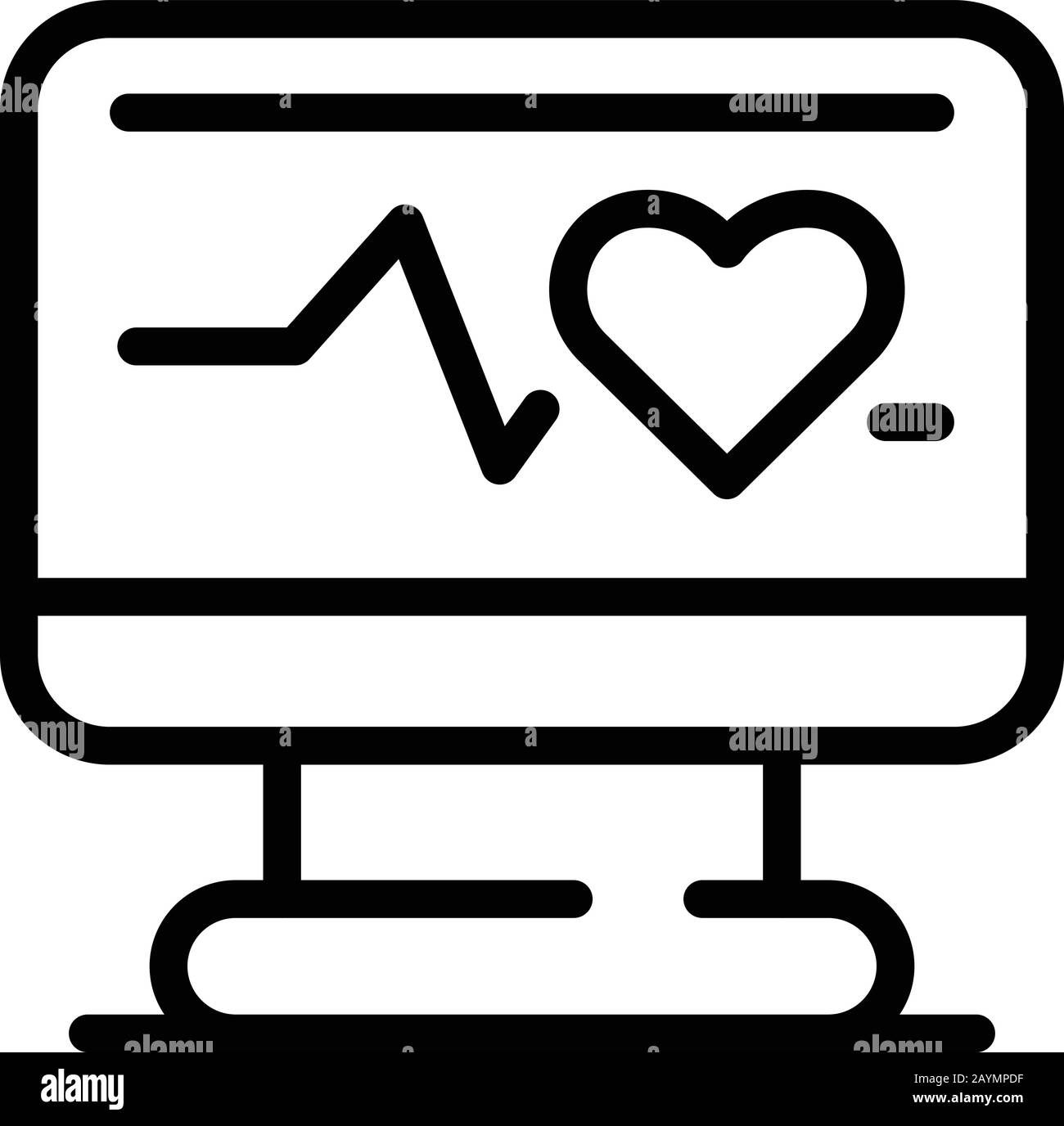 Monitor per la frequenza cardiaca, l'icona di stile di contorno Illustrazione Vettoriale