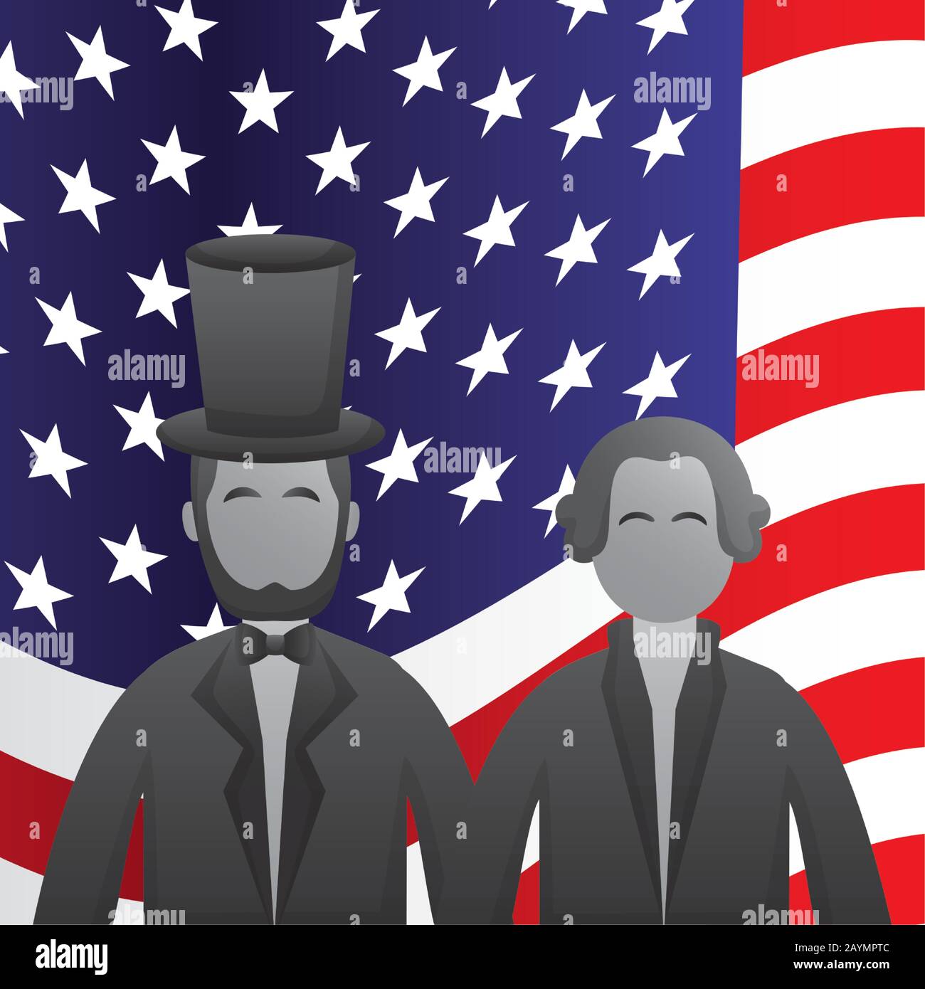 poster della celebrazione del giorno dei presidenti con lincoln e washington Illustrazione Vettoriale