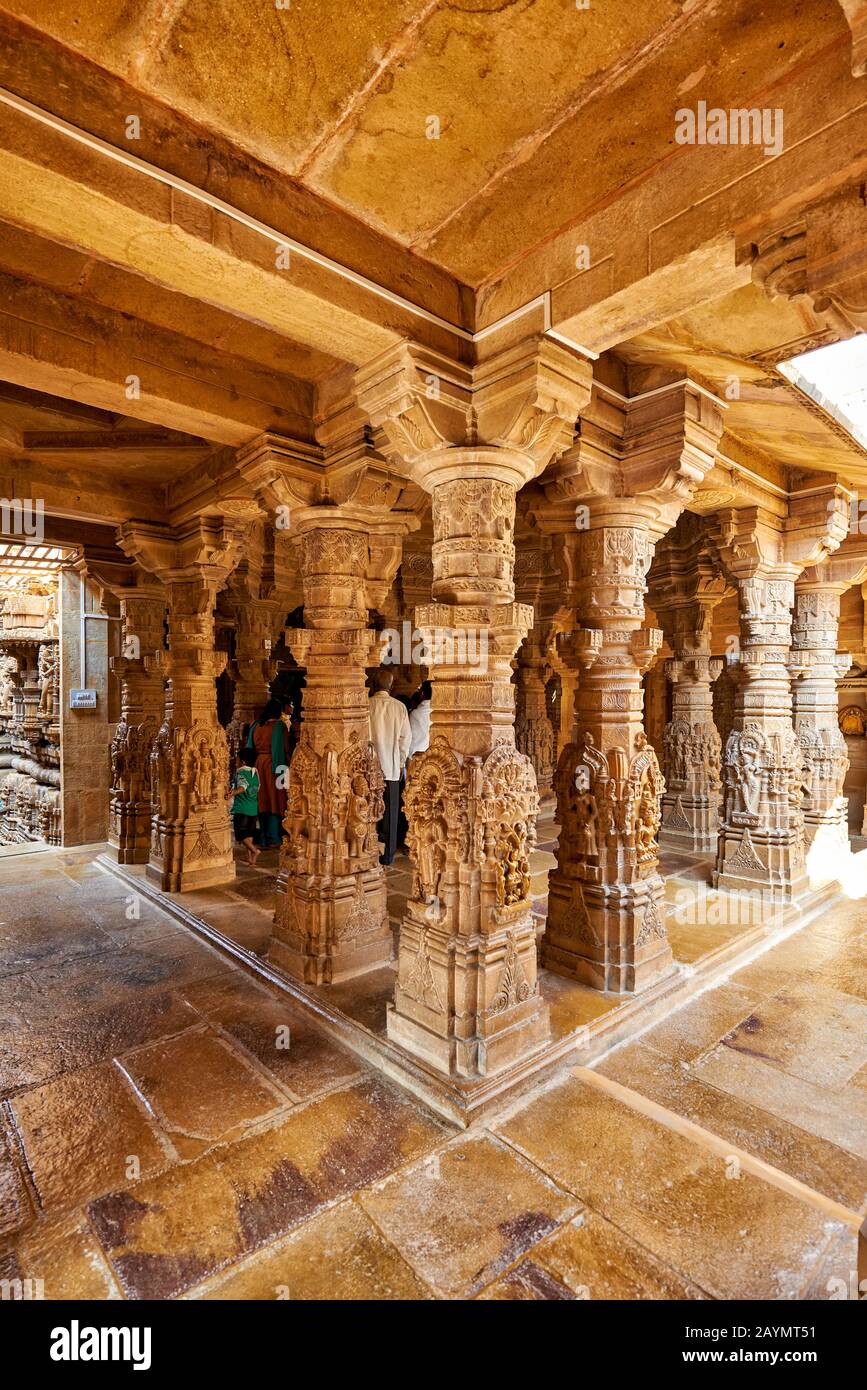 Tempio Di Chandraprabhu Jain, Jaisalmer, Rajasthan, India Foto Stock