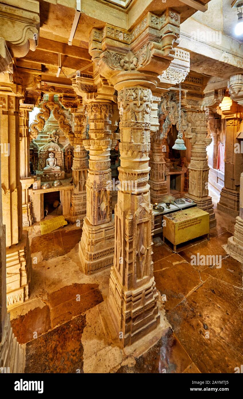 Tempio Di Chandraprabhu Jain, Jaisalmer, Rajasthan, India Foto Stock