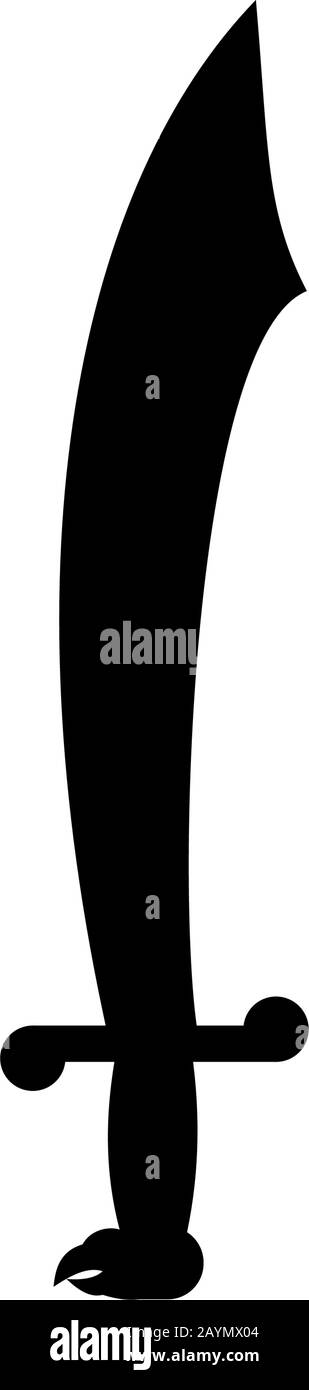 Spada isolata su sfondo bianco. Pirati e boia spada antico arma design silhouette. Illustrazione Vettoriale, Semplice Icona Disegnata A Mano. EPS 10 Illustrazione Vettoriale