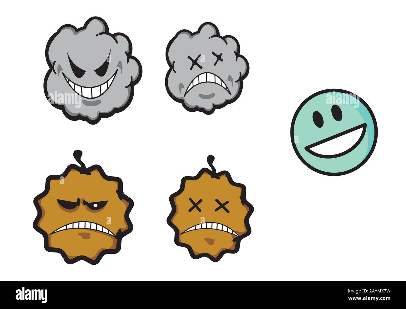 set di illustrazioni per microbi, polvere, virus, batteri Illustrazione Vettoriale