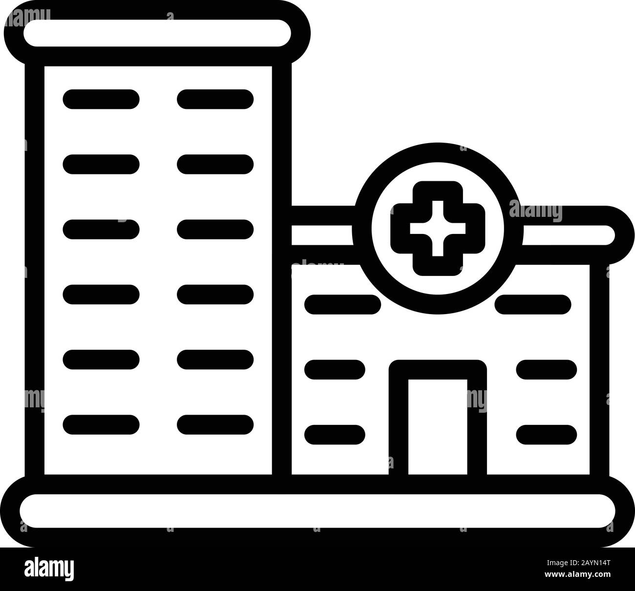 Icona edificio clinico privato, stile di contorno Illustrazione Vettoriale
