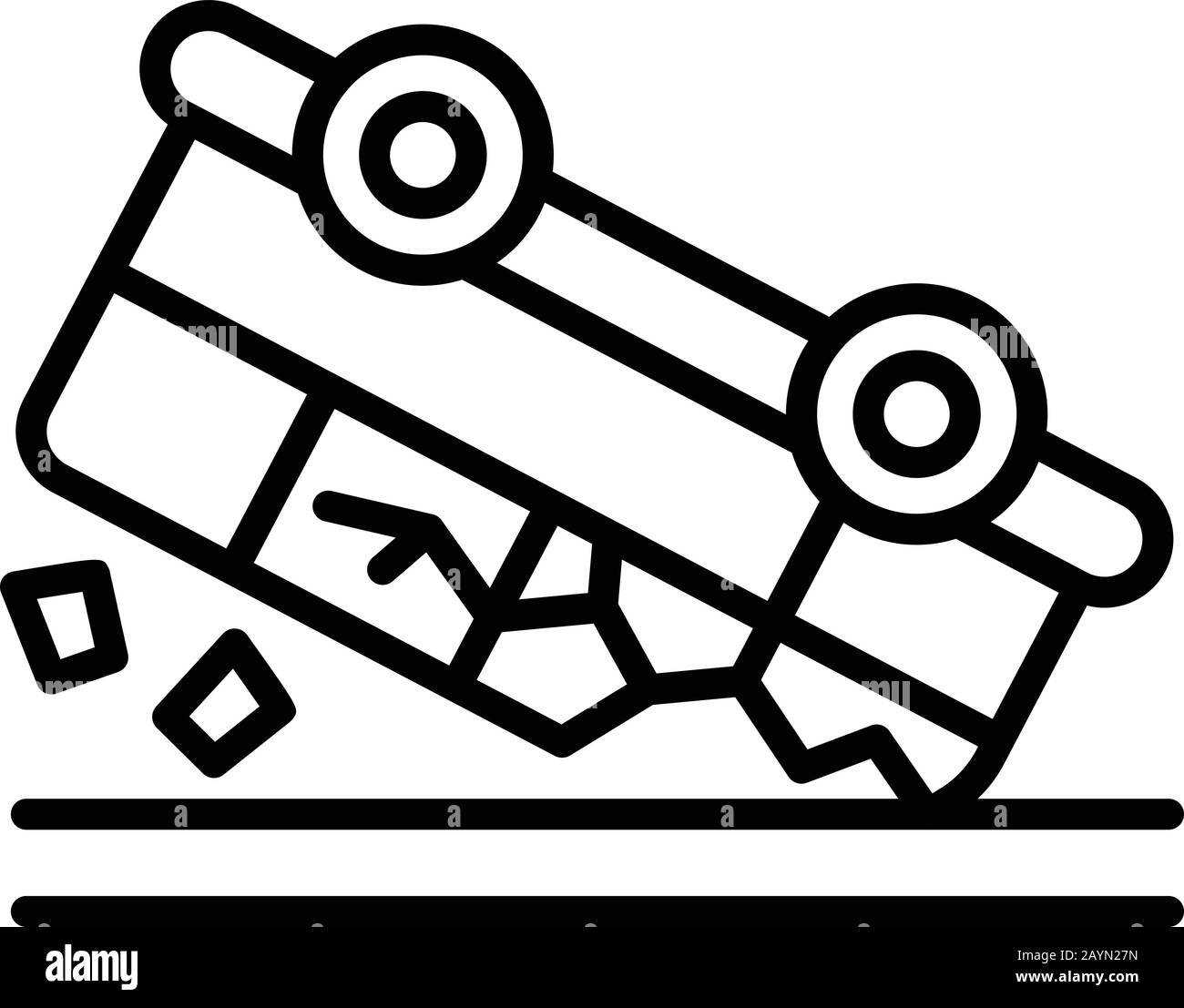 Icona incidente in autobus, stile di contorno Illustrazione Vettoriale