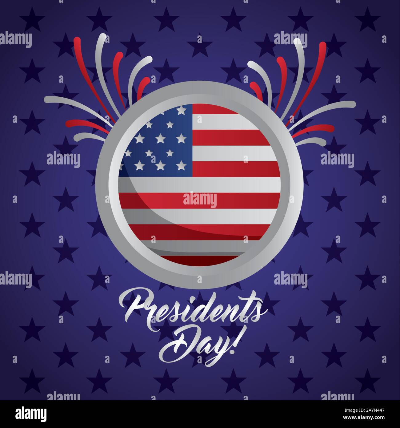 poster di festa dei presidenti felici con timbro con sigillo di bandiera Illustrazione Vettoriale