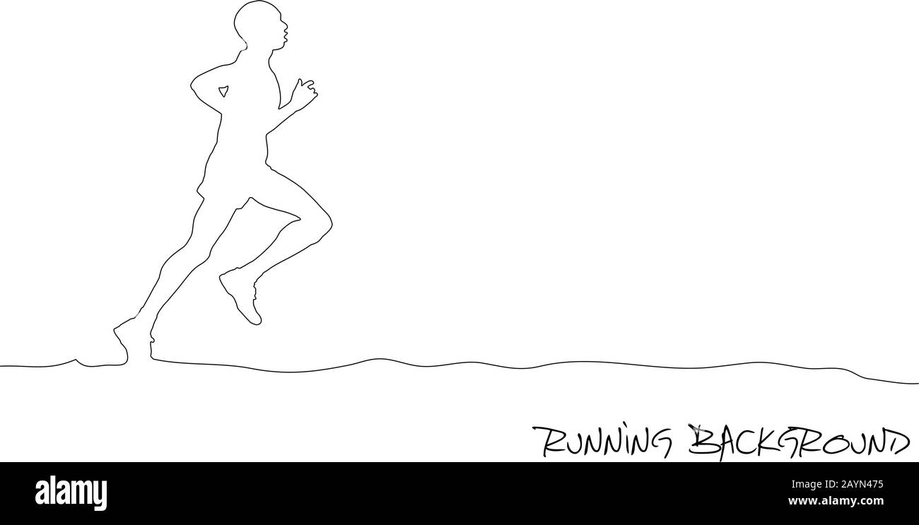 runner, sfondo vettoriale, continua il banner di linea, stile di filo ininterrotto Illustrazione Vettoriale