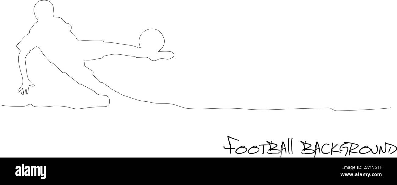 giocatore di calcio, sfondo vettoriale, continua la bandiera di linea, stile di filo ininterrotto Illustrazione Vettoriale