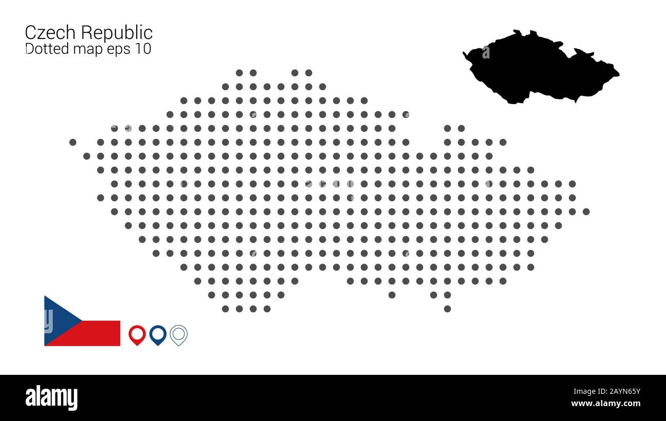 Mappa della Repubblica Ceca punteggiata su sfondo bianco. Illustrazione per disegno di fotoricettore o infographics. File vettoriale in eps 10 modificabile e scalabile Illustrazione Vettoriale