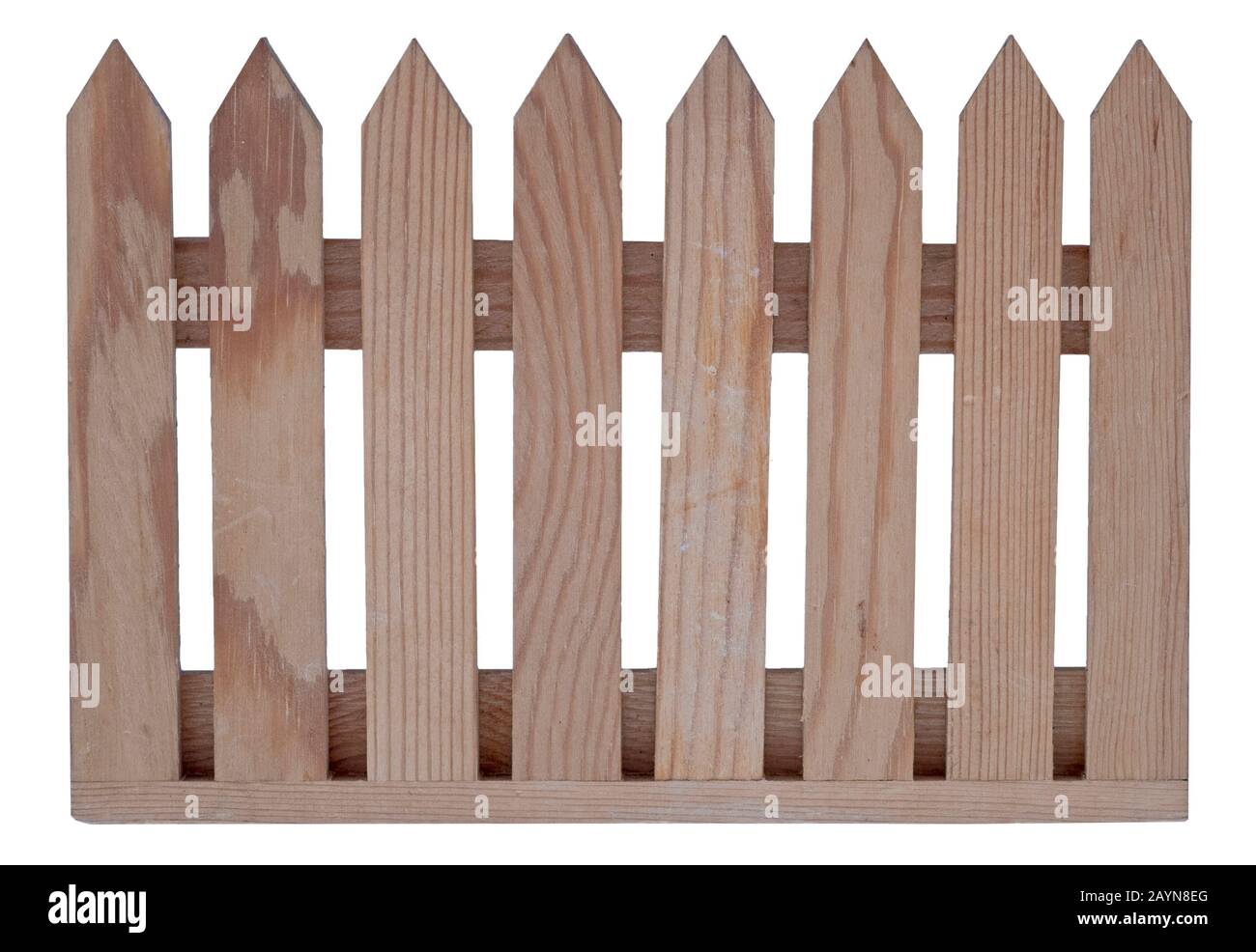 Pannello di recinzione in legno isolato su bianco. Foto Stock