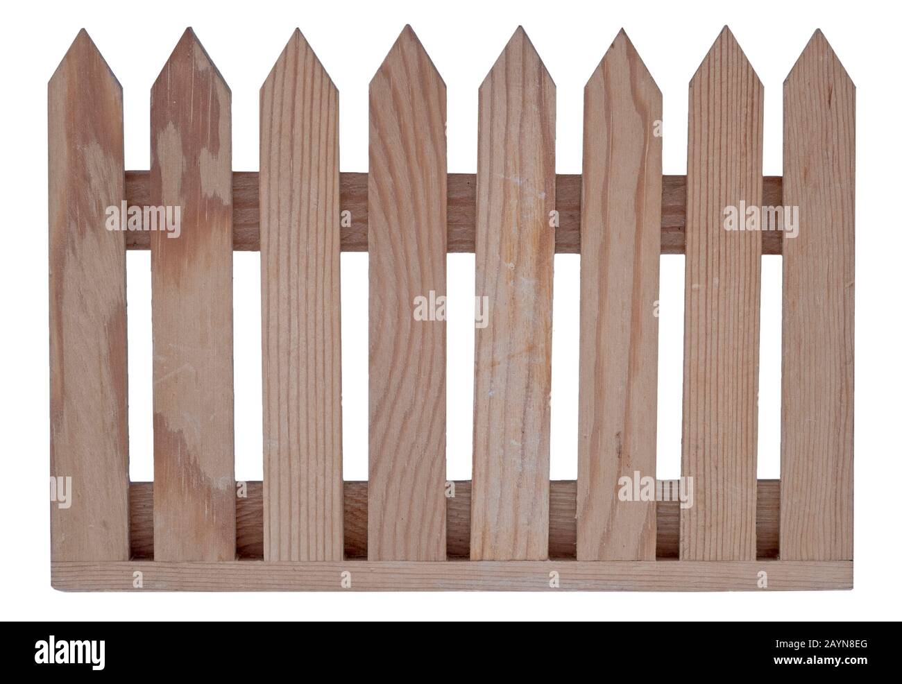 Pannello di recinzione in legno isolato su bianco. Foto Stock Pannello di recinzione in legno isolato su bianco. Foto Stock