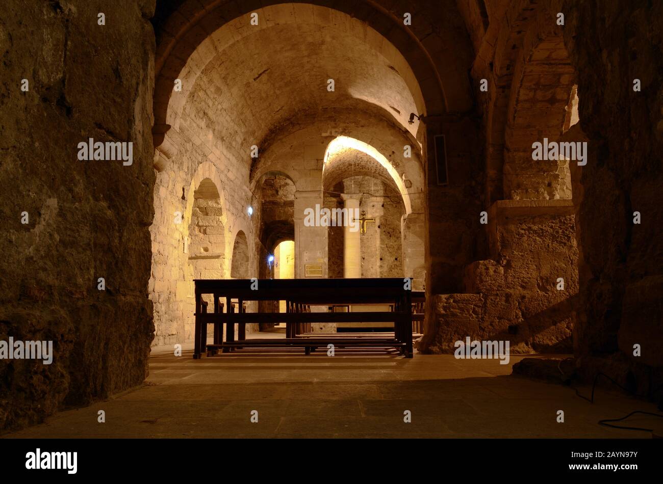 Cappella Sotterranea Di Saint André Nella Cripta Di Abbazia Di Saint Victor O Chiesa Marseille Provence Francia Foto Stock