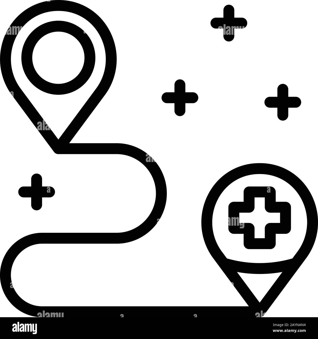 Icona percorso mappa clinica privata, stile contorno Illustrazione Vettoriale