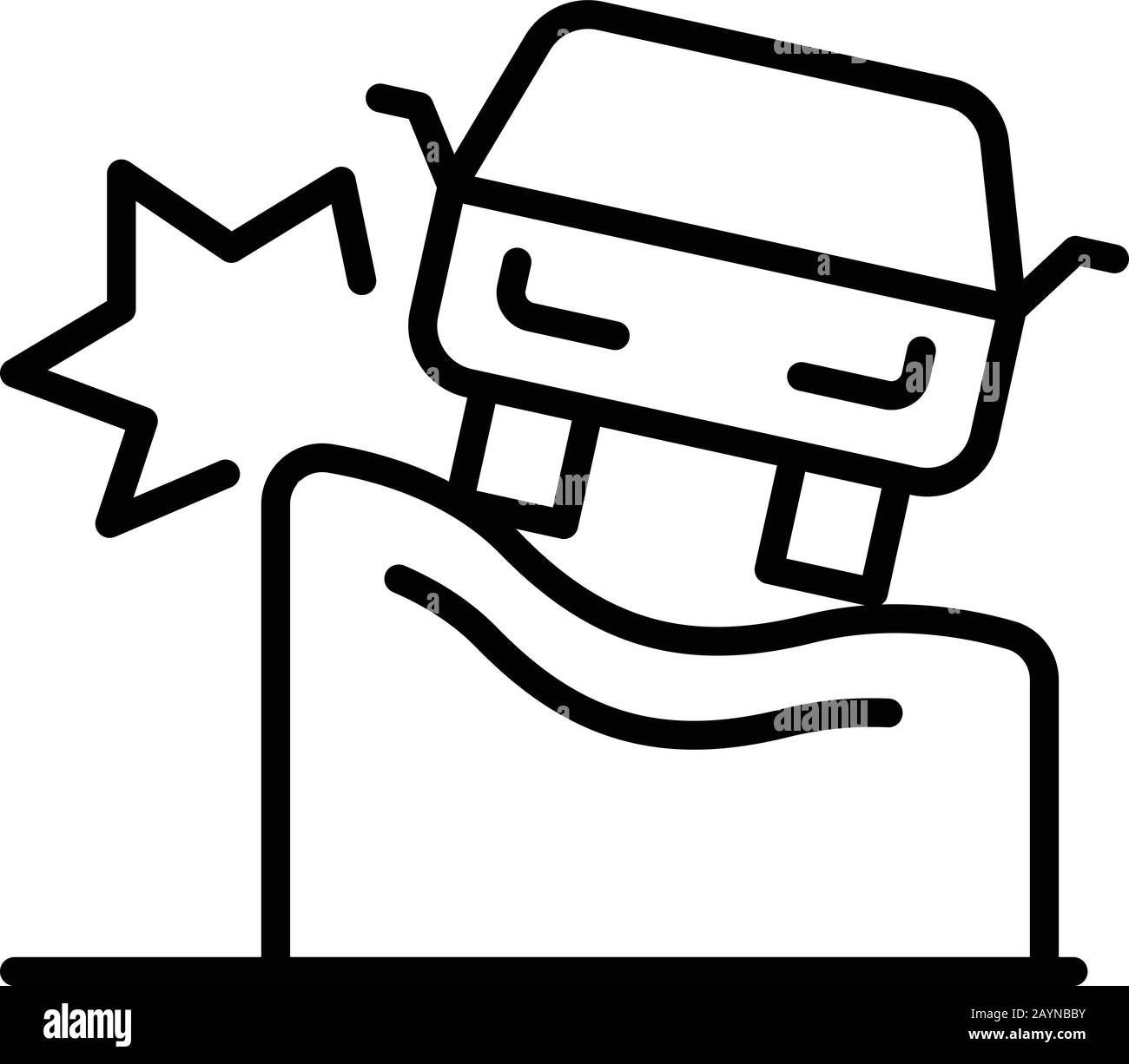 Icona incidente auto a muro, stile di contorno Illustrazione Vettoriale