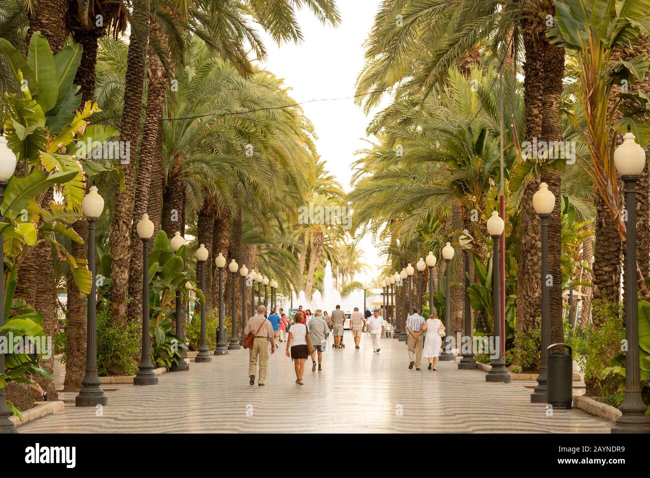 Persone che passeggiano lungo il Paseo Explanada de España, Alicante, Costa Blanca, Spagna Foto Stock