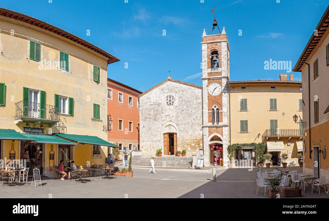 18 OTTOBRE 2018, SAN QUIRICO D ORCIA, ITALIA: Antica città della regione di Siena in Toscana Foto Stock