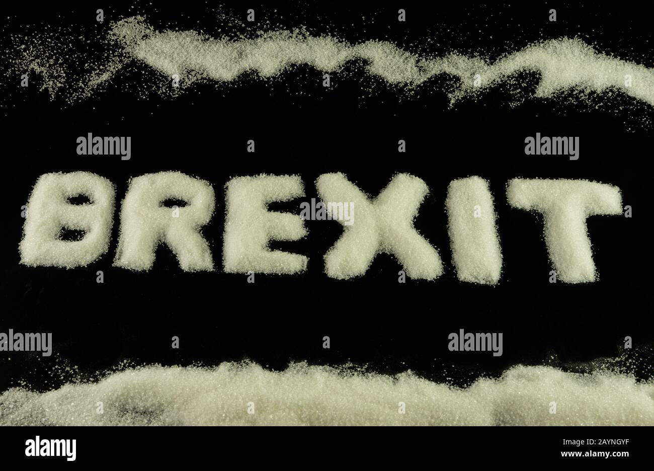 Brexit su sfondo nero, l'uscita dell'Inghilterra dall'Unione europea, lo zucchero Foto Stock