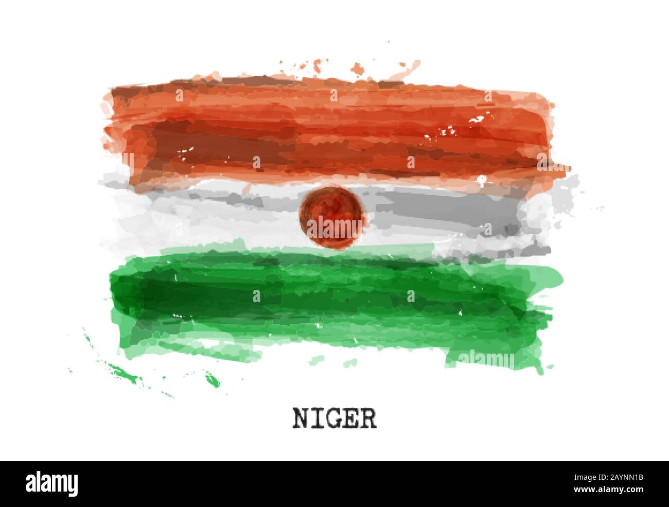 Bandiera realistica di pittura acquerello del Niger . Vettore . Illustrazione Vettoriale
