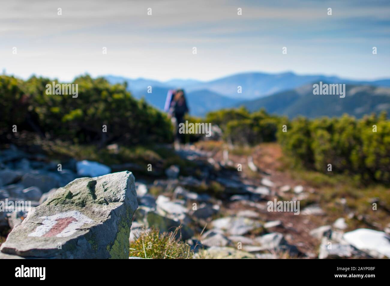 cartello per turisti in montagna Foto Stock