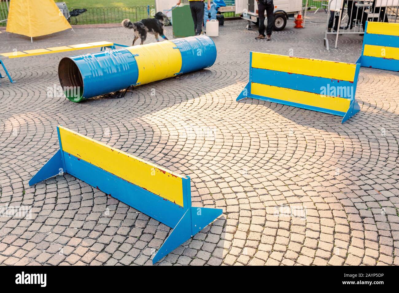campo giochi di allenamento con ostacoli per cani da assistenza Foto Stock