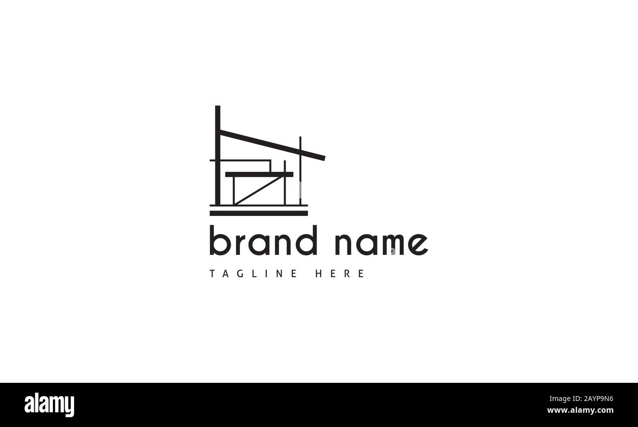 Logo vettoriale su cui un'immagine astratta di una casa moderna. Illustrazione Vettoriale