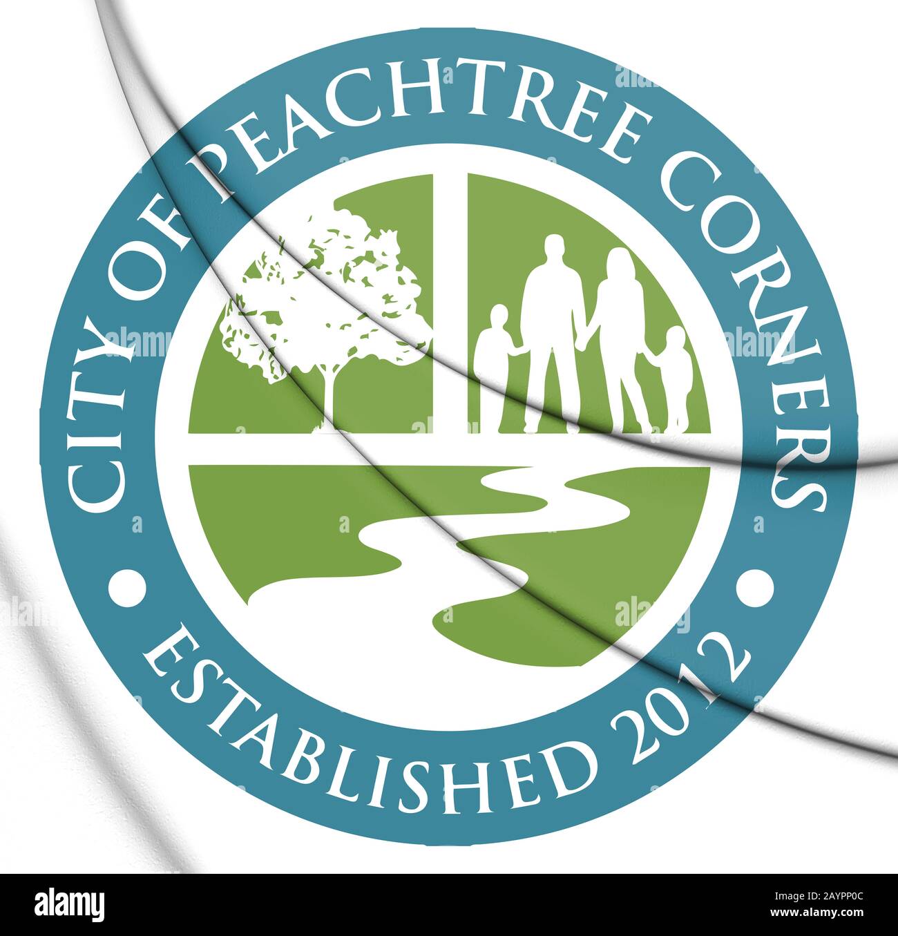 3D Sigillo Degli Angoli di Peachtree (Georgia), Stati Uniti. Illustrazione 3D. Foto Stock