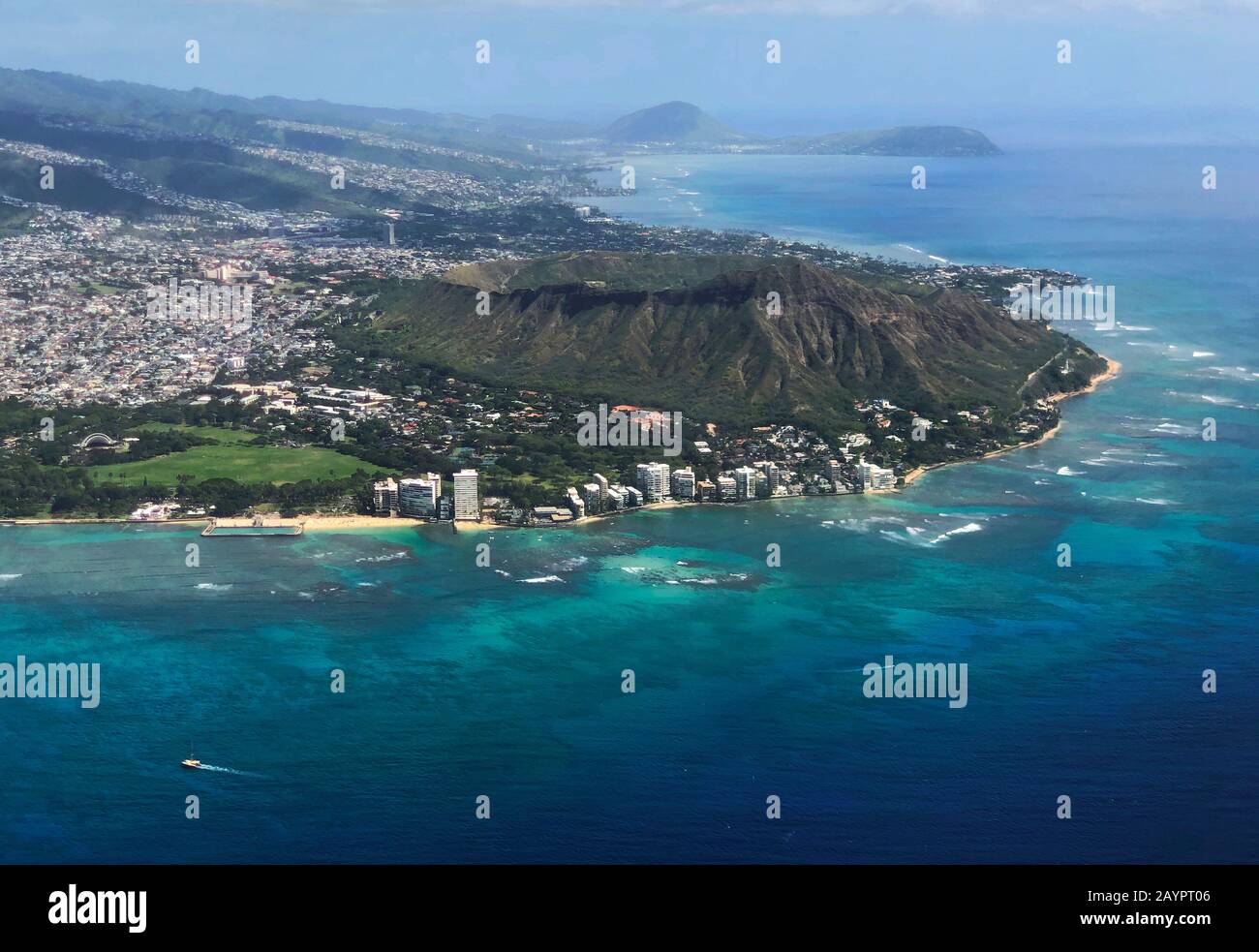 Vista aerea di Honolulu, Hawaii Foto Stock